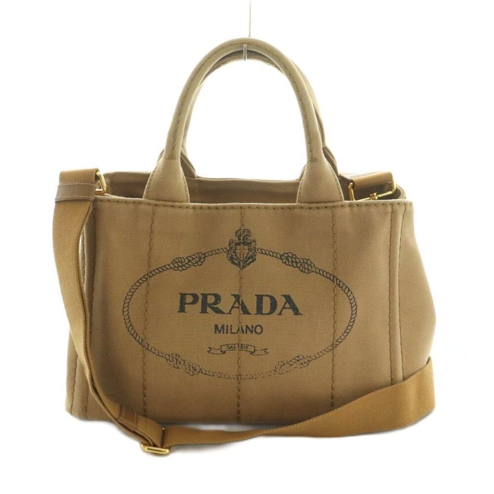 Prada Canapa Tote Bag Shoulder Canvas Brown